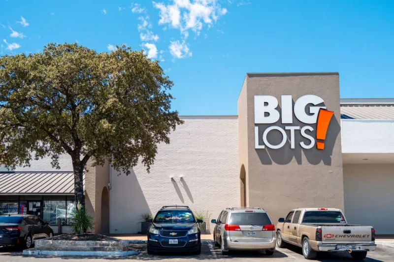 AUSTIN, TEXAS - SEPTEMBER 09: The sign for Big Lots is displayed outside its store on September 09, 2024 in Austin, Texas. Big Lots has filed for bankruptcy after consecutively reporting quarterly losses since 2022. The retail chain has agreed to sell its businesses to an affiliate of private-equity firm Nexus Capital Management. (Photo by Brandon Bell/Getty Images)