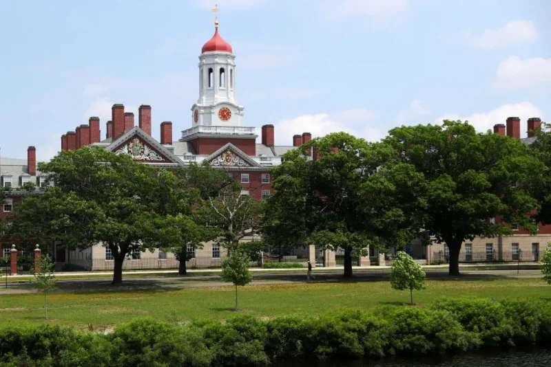 CAMBRIDGE, MASSACHUSETTS - JULY 08: A view of the campus of Harvard University on July 08, 2020 in Cambridge, Massachusetts. Harvard and Massachusetts Institute of Technology have sued the Trump administration for its decision to strip international college students of their visas if all of their courses are held online. (Photo by Maddie Meyer/Getty Images)