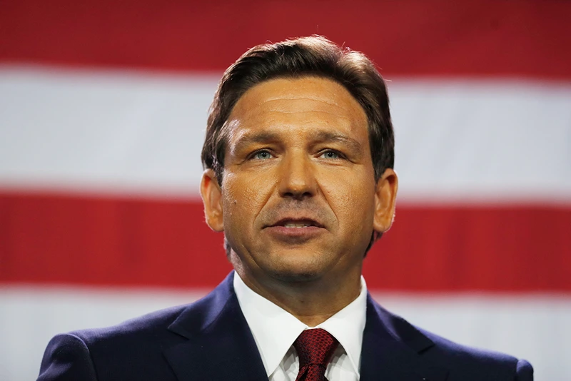 Ron DeSantis Holds Election Night Event In Tampa TAMPA, FL - NOVEMBER 08: Florida Gov. Ron DeSantis gives a victory speech after defeating Democratic gubernatorial candidate Rep. Charlie Crist during his election night watch party at the Tampa Convention Center on November 8, 2022 in Tampa, Florida. DeSantis was the projected winner by a double-digit lead. (Photo by Octavio Jones/Getty Images)