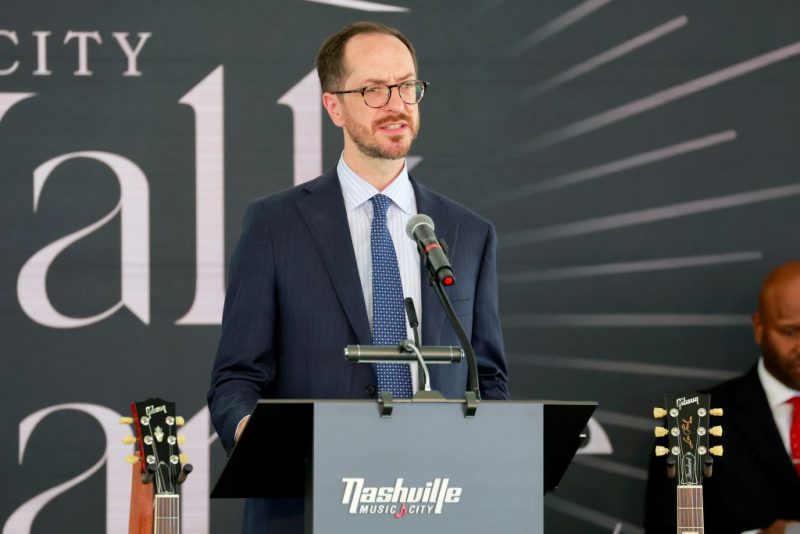 NASHVILLE, TENNESSEE - OCTOBER 30: Nashville Mayor, Freddie O'Connell, speaks during the 2024 Music City Walk of Fame Induction ceremony at Music City Walk of Fame on October 30, 2024 in Nashville, Tennessee. (Photo by Jason Kempin/Getty Images)