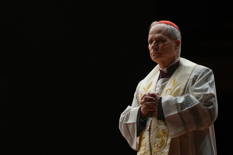 VATICAN CITY, VATICAN - MARCH 03: Cardinal Robert Francis Prevost leads rosary prayers for the health of Pope Francis in St Peter's Square on March 3, 2025 in Vatican City. Pope Francis was hospitalised in Rome on February 14 with bronchitis, and later developed pneumonia in both his lungs. (Photo by Christopher Furlong/Getty Images)