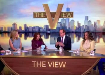 On Monday, Jonathan Karl, center right, defended President Donald Trump's airstrike on Iran to the co-hosts of "The View."