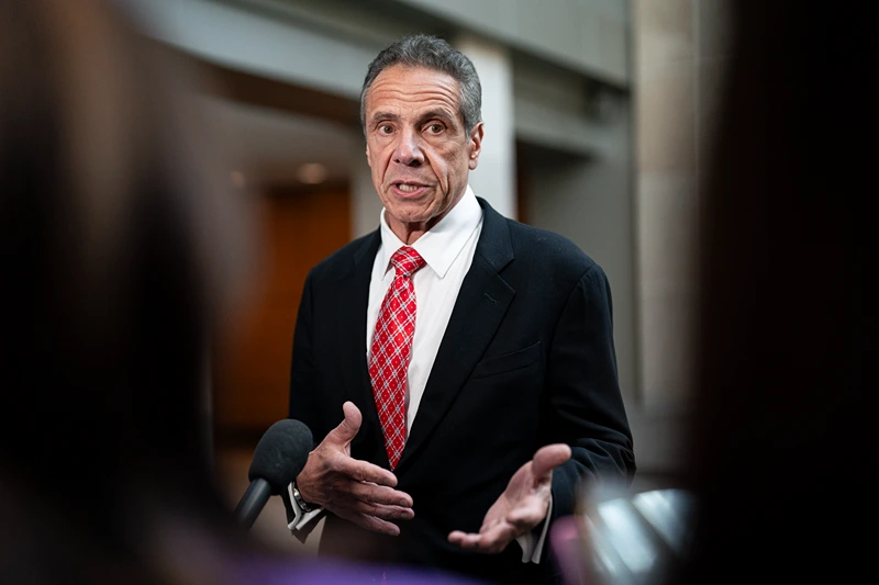 WASHINGTON, DC - JUNE 11: Former Gov. Andrew Cuomo (D-NY) speaks to reporters following a closed-door interview with the House Oversight and Accountability Subcommittee on Coronavirus Pandemic on Capitol Hill, on June 11, 2024 in Washington, DC. Cuomo is being questioned about New York's response to the COVID-19 outbreak and its handling of positive nursing home patients. (Photo by Al Drago/Getty Images)