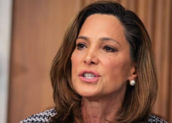 Rep. Maria Salazar, a Republican from Florida, speaks during a roundtable discussion on the "Take It Down Act" in the Mike Mansfield Room at the U.S. Capitol on March 3, 2025, in Washington, D.C.
