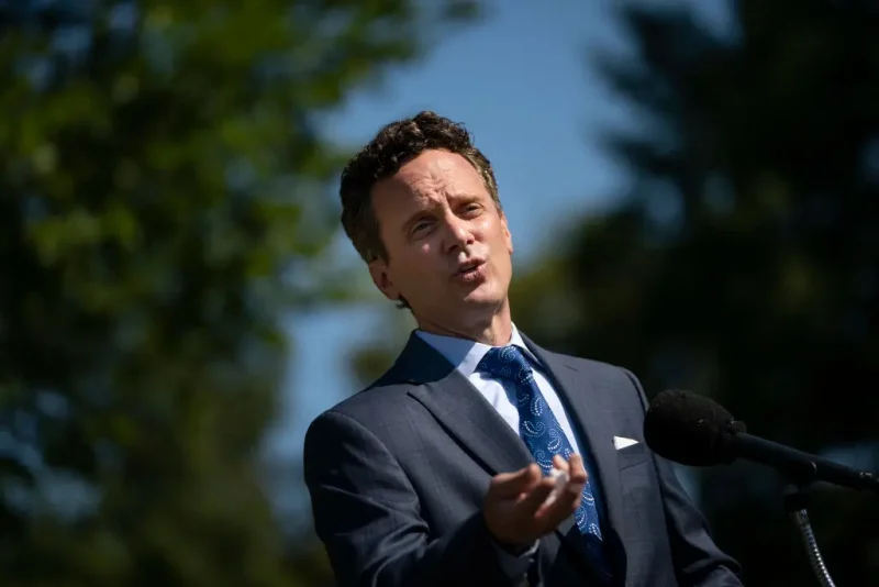 WASHINGTON, DC - AUGUST 05: Joseph Lavorgna, Chief Economist of the National Economic Council (NEC), speaks to reporters outside of the West Wing of the White House on August 5, 2020 in Washington, DC. (Photo by Drew Angerer/Getty Images)