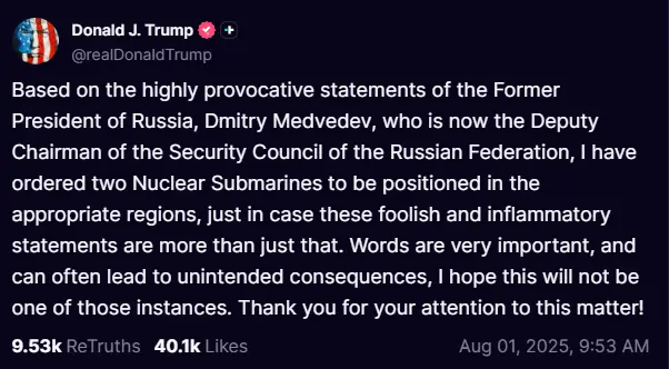 Truth Social: @realDonaldTrump