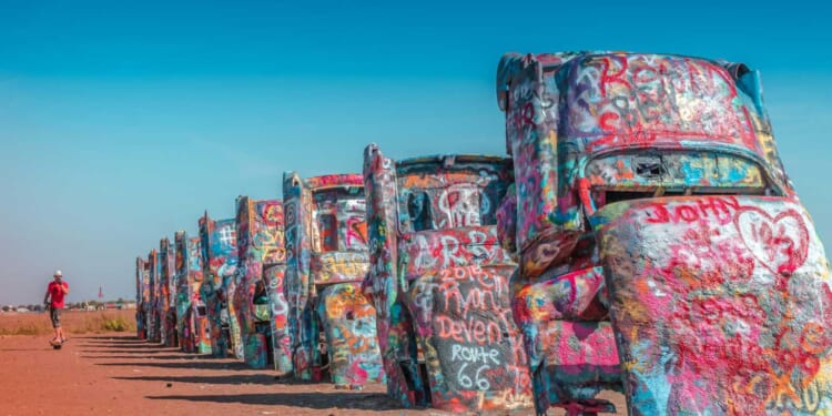 Famous Texas Art Exhibit Cadillac Ranch Repainted to Honor Charlie Kirk