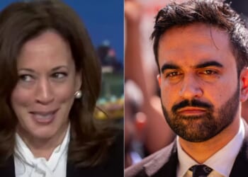 During an interview with MSNBC on Monday, former Vice President Kamala Harris, left, became visibly uncomfortable when asked about New York City mayoral candidate Zohran Mamdani, right.
