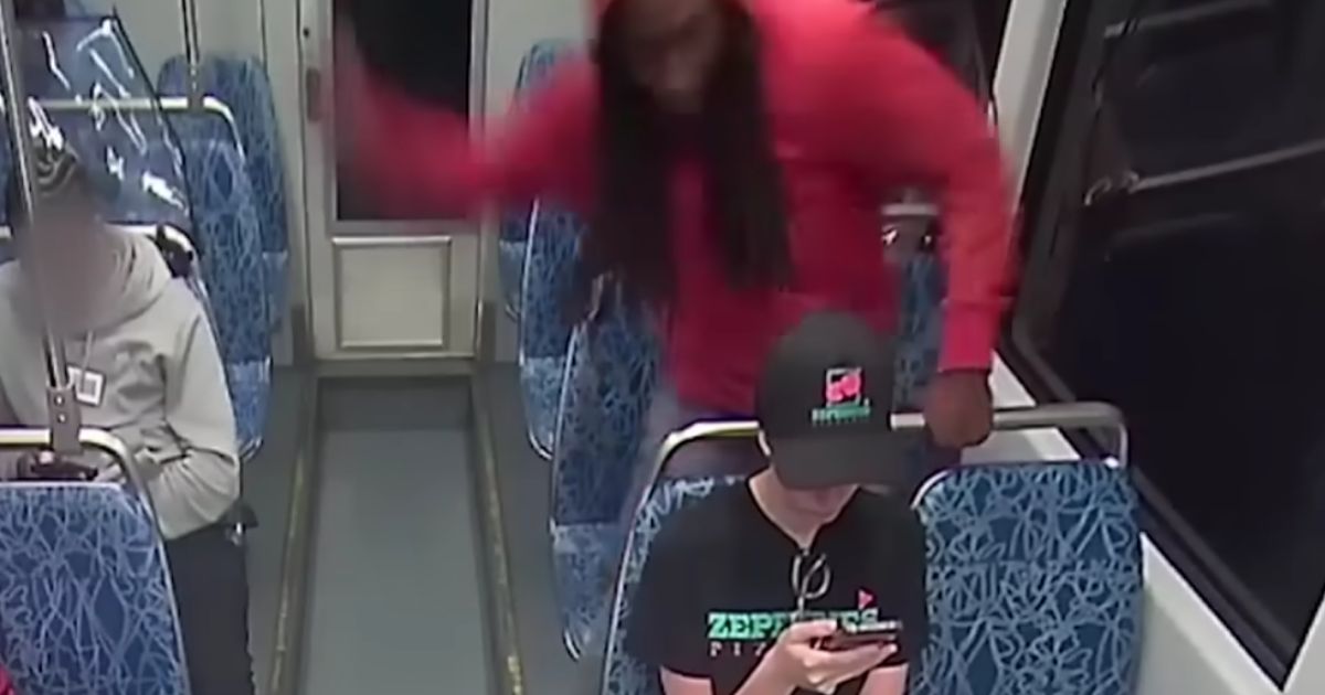 In video released on Friday, Iryna Zarutska, bottom, can be seen looking at her phone when Decarlos Brown, top, allegedly pulled out a pocket knife and stabbed her to death on a train in Charlotte, North Carolina, on Aug. 22.