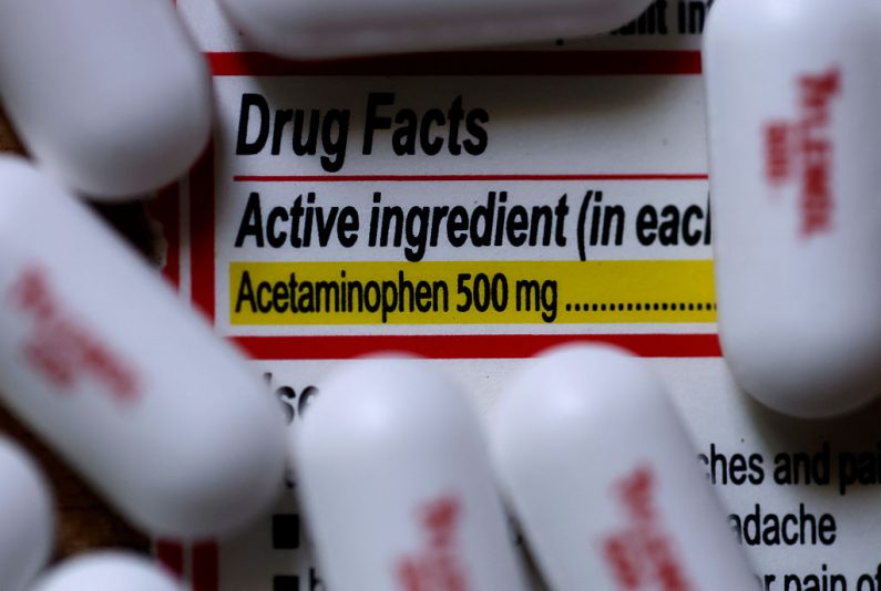 SAN ANSELMO, CALIFORNIA - SEPTEMBER 23: In this photo illustration, Acetaminophen, the active ingredient in Tylenol, is listed on a package of Tylenol on September 23, 2025 in San Anselmo, California. The Trump administration linked Tylenol use during pregnancy to autism during a White House press conference yesterday. (Photo Illustration by Justin Sullivan/Getty Images)