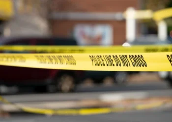 Police tape surrounds the area near a home that exploded in Arlington, Virginia, on December 4 and rocked a neighborhood with a powerful blast, on December 5, 2023. Three police officers received minor injuries but were not taken to hospitals, the department said. Officials are unaware of anyone else who was hurt, they said at a news conference. (Photo by Stefani Reynolds / AFP) (Photo by STEFANI REYNOLDS/AFP via Getty Images)
