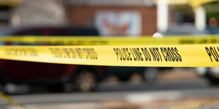 Police tape surrounds the area near a home that exploded in Arlington, Virginia, on December 4 and rocked a neighborhood with a powerful blast, on December 5, 2023. Three police officers received minor injuries but were not taken to hospitals, the department said. Officials are unaware of anyone else who was hurt, they said at a news conference. (Photo by Stefani Reynolds / AFP) (Photo by STEFANI REYNOLDS/AFP via Getty Images)