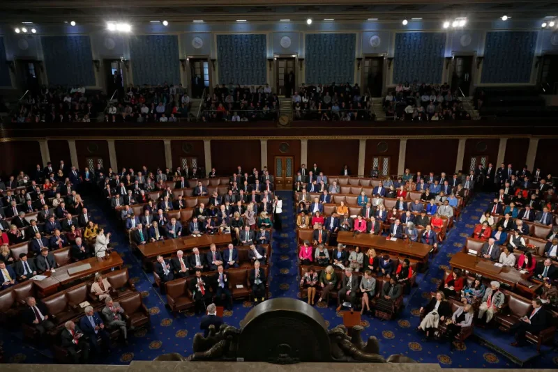 WASHINGTON, DC - OCTOBER 20: Members of the House of Representatives vote for the third time on whether to elevate House Judiciary Committee Chairman Jim Jordan (R-OH) to Speaker of the House in the U.S. Capitol on October 20, 2023 in Washington, DC. After falling short in two consecutive votes for Speaker, Jordan vowed he would continue to try and lead the House, which has been without an elected leader since Rep. Kevin McCarthy (R-CA) was ousted from the speakership on October 4. (Photo by Chip Somodevilla/Getty Images)