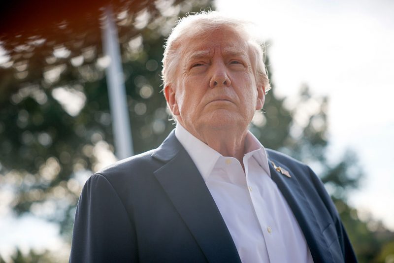 WASHINGTON, DC - SEPTEMBER 26: U.S. President Donald Trump speaks to members of the media as he departs the White House on September 26, 2025 in Washington, DC. Under pressure from Trump, the DOJ indicted former FBI Director James Comey on counts of making false statements and obstruction of a congressional proceeding related to the September 2020 Russia investigation. (Photo by Kevin Dietsch/Getty Images)