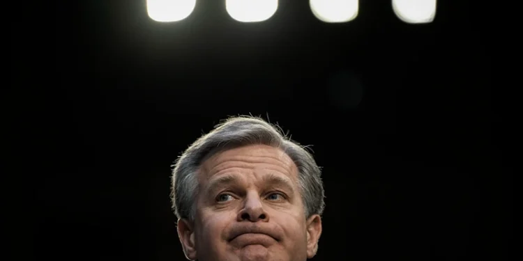 WASHINGTON, DC - MARCH 8: FBI Director Christopher Wray testifies during a Senate Intelligence Committee hearing concerning worldwide threats, on Capitol Hill March 8, 2023 in Washington, DC. The leaders of the intelligence agencies testified on a wide range of issues, including China, Covid-19 origins, and TikTok. (Photo by Drew Angerer/Getty Images)