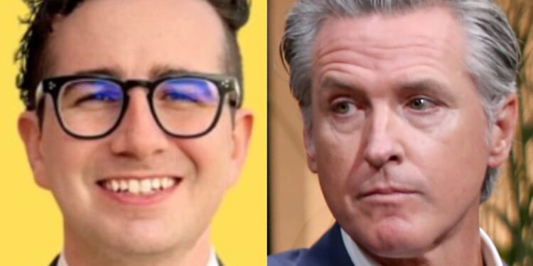 Izzy Gardon, left, serves as the communications director for Gov. Gavin Newsom, right, and he took to X on Sunday to imply that a house fire may have been intentionally set by the Trump administration as retaliation.