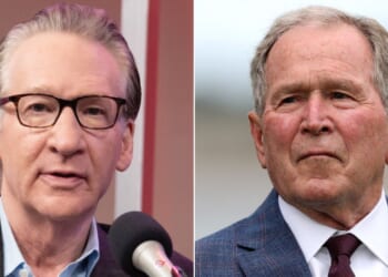 Liberal HBO host Bill Maher, left, said his meeting with President Donald Trump went so well, he'd now like to meet former President George W. Bush.