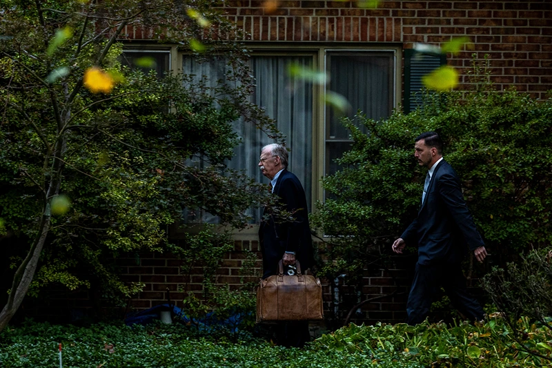 BETHESDA, MARYLAND - OCTOBER 17: John Bolton leaves his home on October 17, 2025 in Bethesda, Maryland. Former national security adviser Bolton was indicted by a federal grand jury on Thursday. (Photo by Alex Kent/Getty Images)