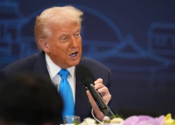 President Donald Trump speaks during a dinner at the Hilton Gyeongju on Wednesday in Gyeongju, South Korea.