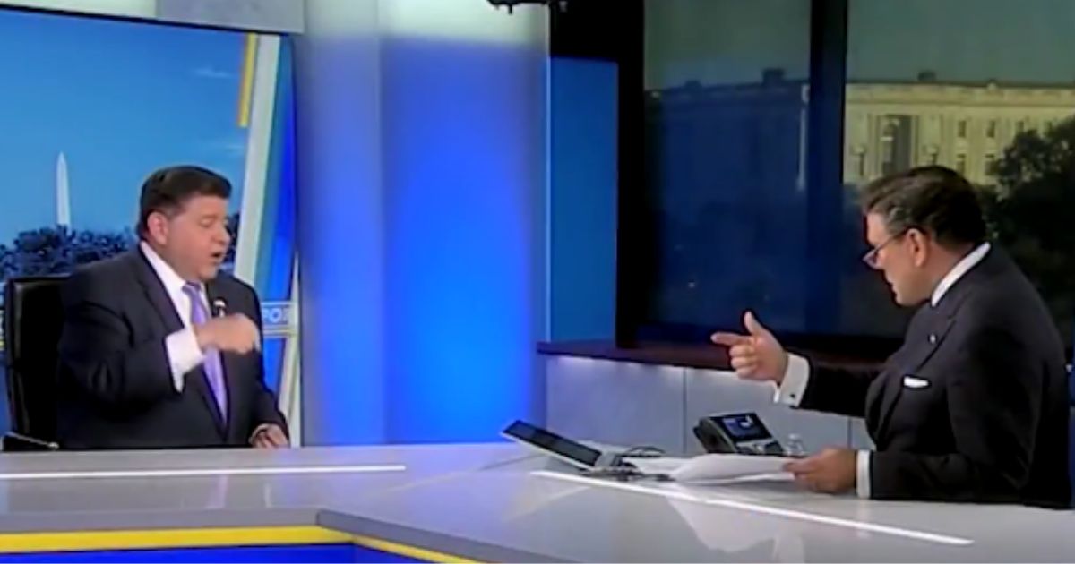 On Thursday, Fox News' Bret Baier, right, challenged Illinois Gov. JB Pritzker, left, over Chicago's murder rate and displayed a map to prove the governor wrong.