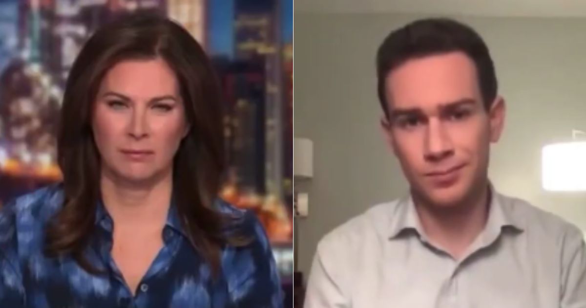 Monday on CNN's "Erin Burnett OutFront," host Erin Burnett, left, interviewed meteorologist Matthew Cappucci, right, and decided to show a video of him throwing up while flying through a hurricane.