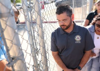 Rep. Raul Ruiz and Rep. Norma Torres, both California Democrats, are denied entry for a congressional oversight visit to the GEO Group Adelanto ICE Processing Center detention facility in Adelanto, California, on July 11. In that instance, they were denied entry due to failure to comply with a new federal directive requiring 72 hours notice for such visits.