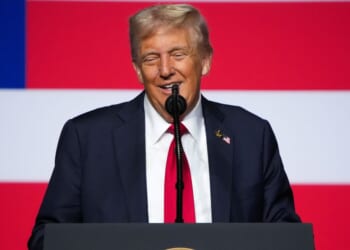 President Donald Trump speaks to senior military leaders at Marine Corps Base Quantico in Quantico, Virginia, on Tuesday.