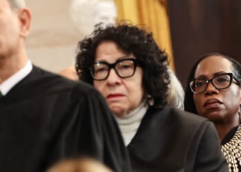 Supreme Court Chief Justice John Roberts, left, and Supreme Court Associate Justices Sonia Sotomayor and Ketanji Brown Jackson, center, are pictured at the Capitol in Washington, D.C., on Jan. 20.