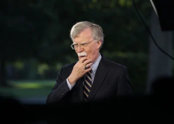 WASHINGTON, DC - MAY 09: National Security Adviser John Bolton speaks on a morning television show from the grounds of the White House, on May 9, 2018 in Washington, DC. Yesterday President Donald Trump announced that America was withdrawing from the Iran nuclear deal. (Photo by Mark Wilson/Getty Images)