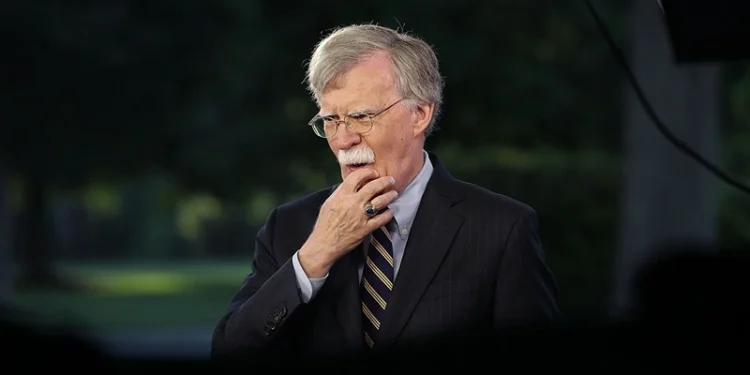 WASHINGTON, DC - MAY 09: National Security Adviser John Bolton speaks on a morning television show from the grounds of the White House, on May 9, 2018 in Washington, DC. Yesterday President Donald Trump announced that America was withdrawing from the Iran nuclear deal. (Photo by Mark Wilson/Getty Images)