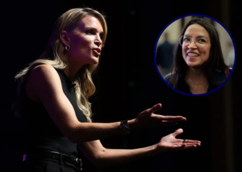 US journalist Megyn Kelly speaks during an "American Comeback Tour" stop hosted by Turning Point USA in Burruss Hall at Virgina Tech university in Blacksburg, Virginia, on September 24, 2025. The event is being held two weeks after the killing of right-wing activist and co-founder of Turning Point USA Charlie Kirk during an "American Comeback Tour" stop in Orem, Utah on September 10. (Photo by Alex Wroblewski / AFP) (Photo by ALEX WROBLEWSKI/AFP via Getty Images) / U.S. Rep. Alexandria Ocasio-Cortez (D-NY) leaves a House Democratic caucus meeting at the Capitol on September 29, 2025 in Washington, DC. Republicans and Democrats as well as the White House are working to stave off a federal government shutdown before the September 30 deadline. (Photo by Chip Somodevilla/Getty Images)