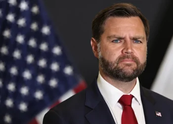 US Vice President JD Vance looks on during a press conference following a military briefing at the Civilian Military Coordination Center in southern Israel on October 21, 2025. Vance is expected to meet top US Middle East envoys and military experts monitoring the fragile US-brokered ceasefire in Gaza. According to Israeli media reports, he will also meet Israeli leaders, including the Israeli prime minister on October 22 in Jerusalem. (Photo by Fadel SENNA / AFP) (Photo by FADEL SENNA/AFP via Getty Images)