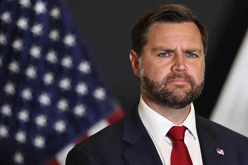 US Vice President JD Vance looks on during a press conference following a military briefing at the Civilian Military Coordination Center in southern Israel on October 21, 2025. Vance is expected to meet top US Middle East envoys and military experts monitoring the fragile US-brokered ceasefire in Gaza. According to Israeli media reports, he will also meet Israeli leaders, including the Israeli prime minister on October 22 in Jerusalem. (Photo by Fadel SENNA / AFP) (Photo by FADEL SENNA/AFP via Getty Images)