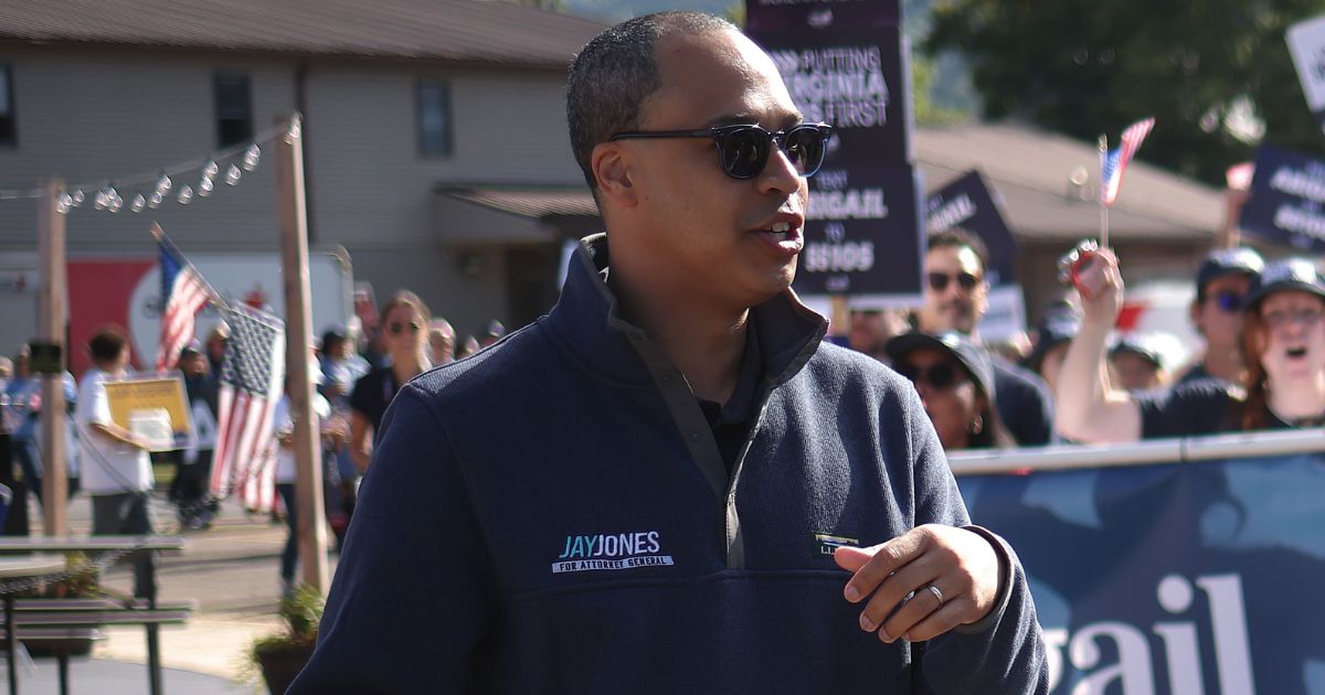 Virginia Democratic AG candidate Jay Jones marches in the 54th Annual Buena Vista Labor Day Festival parade in Buena Vista, Virginia, on Sept. 1.