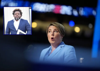 Massachusetts Gov. Maura Healey speaks on stage during the final day of the Democratic National Convention at the United Center on August 22, 2024 in Chicago, Illinois. Delegates, politicians, and Democratic Party supporters are gathering in Chicago, as current Vice President Kamala Harris is named her party