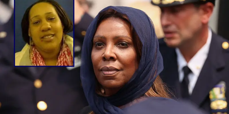 Attorney General of New York Letitia James departs the funeral service for slain NYPD officer Didarul Islam in the Bronx borough of New York City on July 31, 2025. Islam was one of four people killed when a shooter opened fire in a New York skyscraper before committing suicide on July 28. (Photo by CHARLY TRIBALLEAU / AFP) (Photo by CHARLY TRIBALLEAU/AFP via Getty Images) / Latitia James’ grandniece Nakia Thompson; N.C. Dept. of Correction