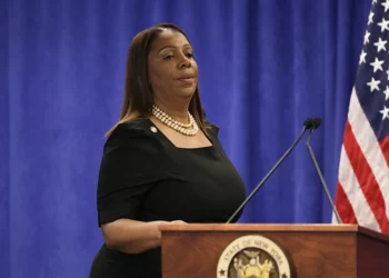NEW YORK, NY - FEBRUARY 16: Attorney General Letitia James arrives for a press conference following a verdict against former U.S. President Donald Trump in a civil fraud trial on February 16, 2024 in New York City. Justice Arthur Engoron ruled against the former president finding him liable for conspiring to manipulating his networth and fining him $335 million and imposing a three year ban from serving in top roles at any NY company. The judge also banned Eric and Donald Trump Jr. for two years as well as a fine of more than four million dollars. (Photo by Michael M. Santiago/Getty Images)