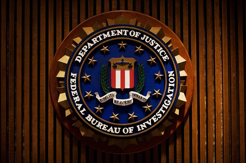A crest of the Federal Bureau of Investigation is seen 03 August 2007 inside the J. Edgar Hoover FBI Building in Washington, DC. AFP PHOTO/Mandel NGAN (Photo credit should read MANDEL NGAN/AFP via Getty Images)