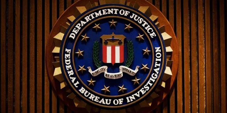 A crest of the Federal Bureau of Investigation is seen 03 August 2007 inside the J. Edgar Hoover FBI Building in Washington, DC. AFP PHOTO/Mandel NGAN (Photo credit should read MANDEL NGAN/AFP via Getty Images)