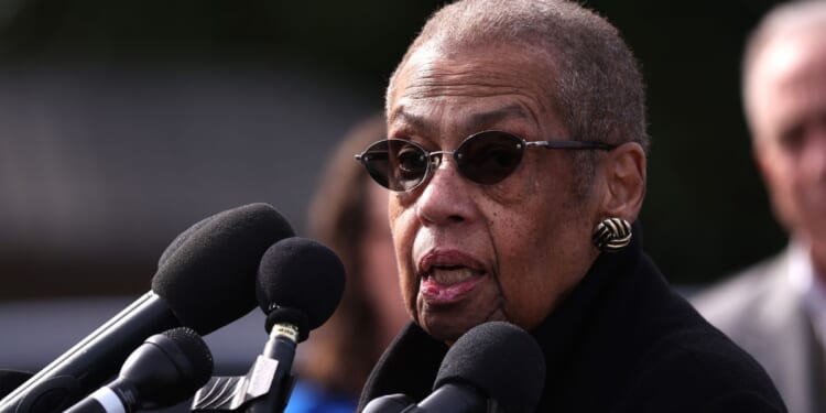 Democratic Delegate Eleanor Holmes Norton speaks outside the U.S. Capitol on March 10, 2024.