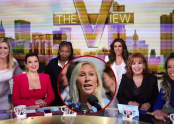 US Vice President and Democratic presidential nominee Kamala Harris (C) is pictured in studio at ABC during a break in the recording of the show "The View" with hosts (L-R) Sara Haines, Ana Navarro, Whoopi Goldberg, Alyssa Farah Griffin, Joy Behar and Sunny Hostin in New York on October 8, 2024. (Photo by Charly TRIBALLEAU / AFP) (Photo by CHARLY TRIBALLEAU/AFP via Getty Images) / U.S. Representative Marjorie Taylor Greene (R-GA) speaks at a press conference alongside alleged victims of Jeffrey Epstein at the U.S. Capitol in Washington, D.C. on September 3, 2025, announcing the Epstein Files Transparency Act, which calls for the release of all unclassified documents in the Jeffrey Epstein case. (Photo by Bryan Dozier / Middle East Images via AFP) (Photo by BRYAN DOZIER/Middle East Images/AFP via Getty Images)