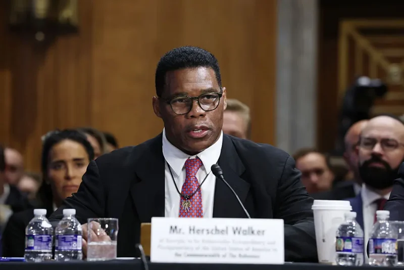 WASHINGTON, DC - SEPTEMBER 11: Herschel Walker, U.S. President Donald Trump's nominee to be Ambassador Extraordinary and Plenipotentiary of the United States of America to the Commonwealth of The Bahamas speaks during a hearing before the Senate Foreign Relations Committee on Capitol Hill on September 11, 2025 in Washington, DC. Walker is a former professional football player and Georgia politician. (Photo by Anna Moneymaker/Getty Images)