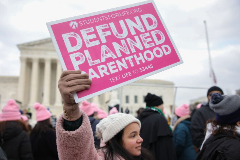 Anti-abortion rights demonstrators march to the Supreme Court for the 52nd annual March For Life in Washington, D.C. on January 24, 2025. (Photo by Bryan Dozier / Middle East Images / Middle East Images via AFP) (Photo by BRYAN DOZIER/Middle East Images/AFP via Getty Images)
