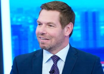 Rep. Eric Swalwell visits "The Story With Martha MacCallum" at Fox News Channel Studios in New York City on July 22, 2024.