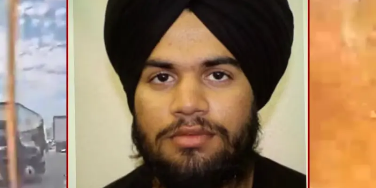 Screen capture of dashcam footage showing fiery car crash on Tuesday, October 21, 2025 / Jashanpreet Singh; U.S. Department of Homeland Security