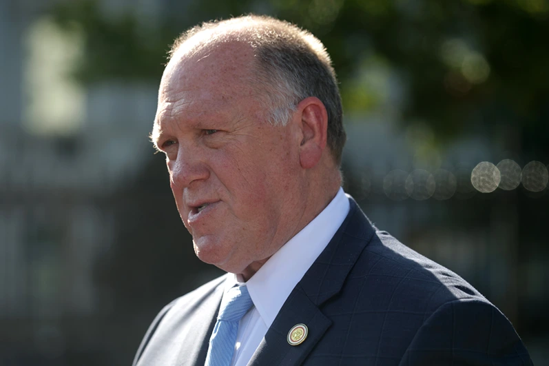 WASHINGTON, DC - SEPTEMBER 03: U.S. President Donald Trump’s “border czar” Tom Homan speaks to members of the press at the White House ground on September 3, 2025 in Washington, DC. The Trump administration has deployed federal officers and the National Guard to the District in order to place the DC Metropolitan Police Department under federal control and assist in crime prevention in the nation