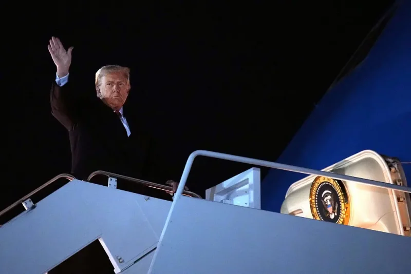 JOINT BASE ANDREWS, MARYLAND - OCTOBER 24: U.S. President Donald Trump boards Air Force One on October 24, 2025 at Joint Base Andrews, Maryland. Trump is traveling to Malaysia for the Association of Southeast Asian Nations summit (ASEAN), Japan, and to South Korea for the Asia-Pacific Economic Cooperation forum (APEC). (Photo by Andrew Harnik/Getty Images)