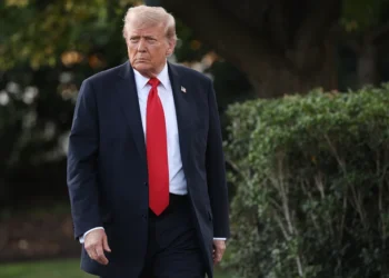 WASHINGTON, DC - SEPTEMBER 11: U.S. President Donald walks toward reporters while departing the White House on September 11, 2025 in Washington, DC. Trump is scheduled to travel to New York City this evening. (Photo by Win McNamee/Getty Images)