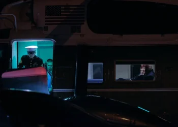 LEESBURG, VIRGINIA - APRIL 24: U.S. President Donald Trump talks on the phone as he waits onboard Marine One to depart the Leesburg Executive Airport after visiting the Trump National Golf Club Washington DC on April 24, 2025 in Leesburg, Virginia. Trump attended a private dinner for 220 people who have purchased the most $TRUMP, a cryptocurrency that he launched three days before taking office in January. (Photo by Chip Somodevilla/Getty Images)