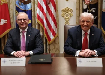 WASHINGTON, DC - OCTOBER 20: Prime Minister of Australia Anthony Albanese (L) and U.S. President Donald Trump speak to reporters after signing a $8.5 billion rare earth minerals agreement during a bilateral meeting in the Cabinet Room of the White House on October 20, 2025 in Washington, DC. Albanese is visiting the U.S. Capital to meet with President Trump and later visit the Pentagon. (Photo by Anna Moneymaker/Getty Images)